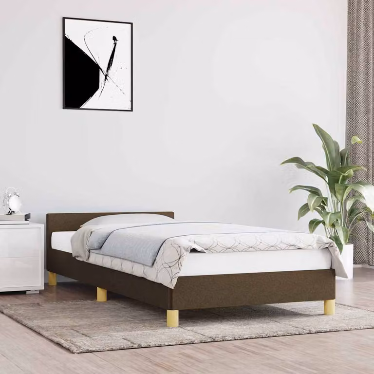 vidaXL Giroletto senza materasso in tessuto marrone scuro L/P: 100 x 200 cm