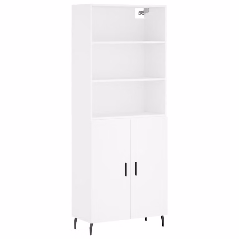 Credenza Bianca 69,5x34x180 cm in Legno Multistrato