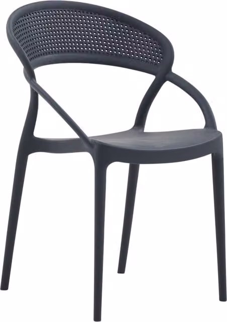 Set di 4 sedie design Mobili 2G in polipropilene e fibra di vetro antracite con braccioli L: 54 cm, P: 56 cm, H: 82 cm