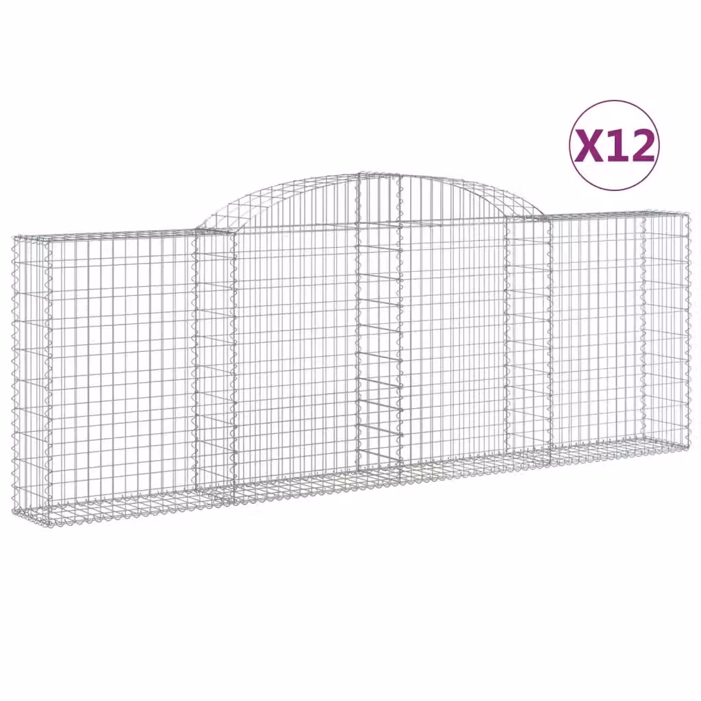 Set di 12 Cesti Gabbioni ad Arco Videx in Acciaio Zincato Argento L: 300 cm, P: 30 cm, H: 100/120 cm – 2