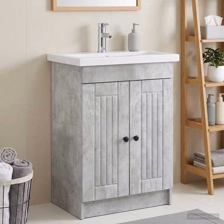 Mobiletto da bagno moderno vidaXL sotto il lavello con ante a battente, Grigio e Nero, L/P/H: 81,0 x 37,5 x 21,96 cm