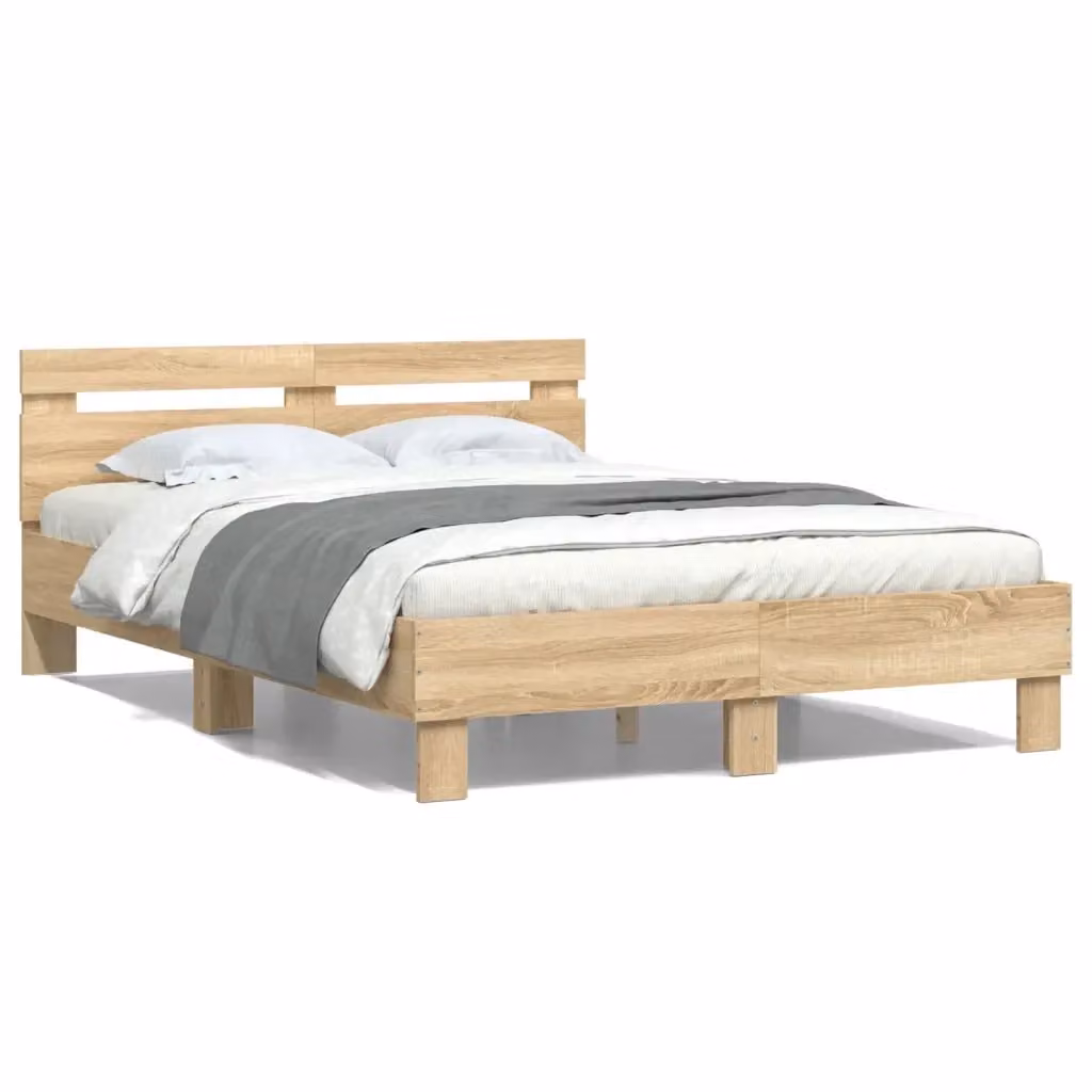 vidaXL Giroletto con Testiera in Legno Multistrato Rovere Sonoma, L: 140 cm, P: 70 cm, H: 193 cm – 2