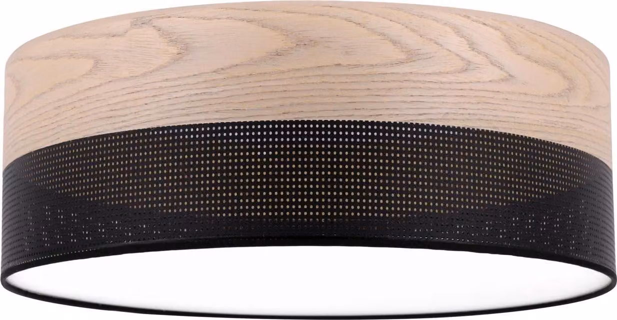 Lampada da soffitto Wood Plexi nero 40cm E27 classic oak