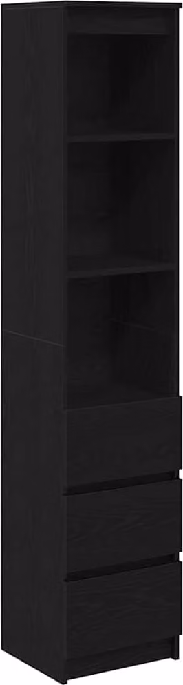 Credenza Rovere Nero 37,5x35x180 cm in Legno Multistrato