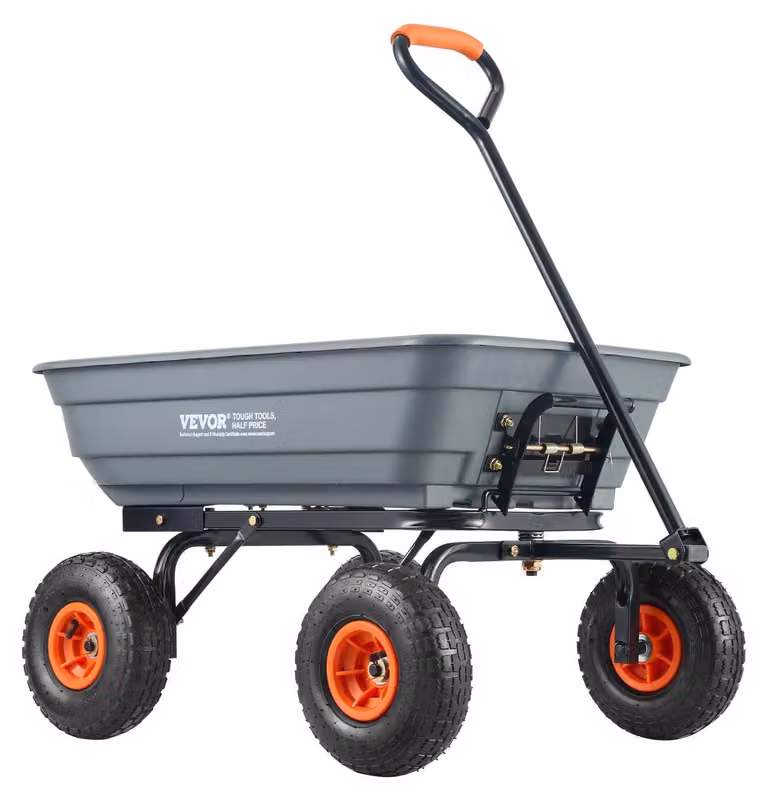 Carrello da giardino - Carrello a due ruote - Carrello trasportabile - Carrello leggero - Trolley - Capacità di carico: 272 kg - Volume del cassone: 113 litri