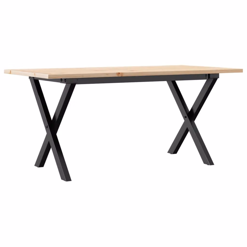 Tavolino da Salotto Telaio a X 90x40x45 cm Legno Pino e Acciaio