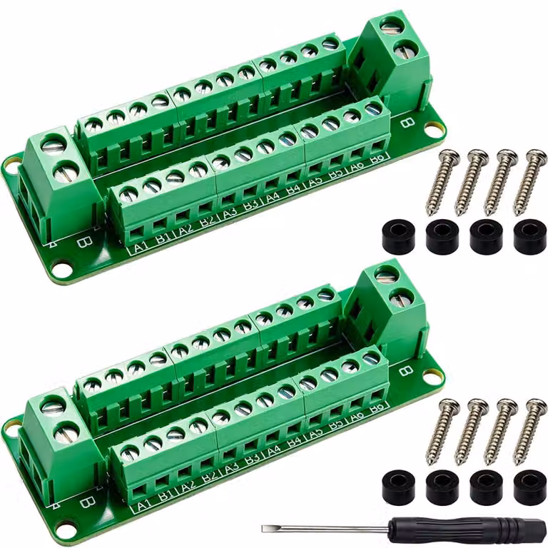 Pannello di distribuzione per cavi con passo di 3,5 mm, 10 A, 2 x 12 morsetti, per impianti elettrici