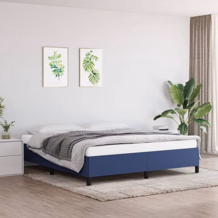 The Living Store Struttura letto blu 180×200 cm in tessuto