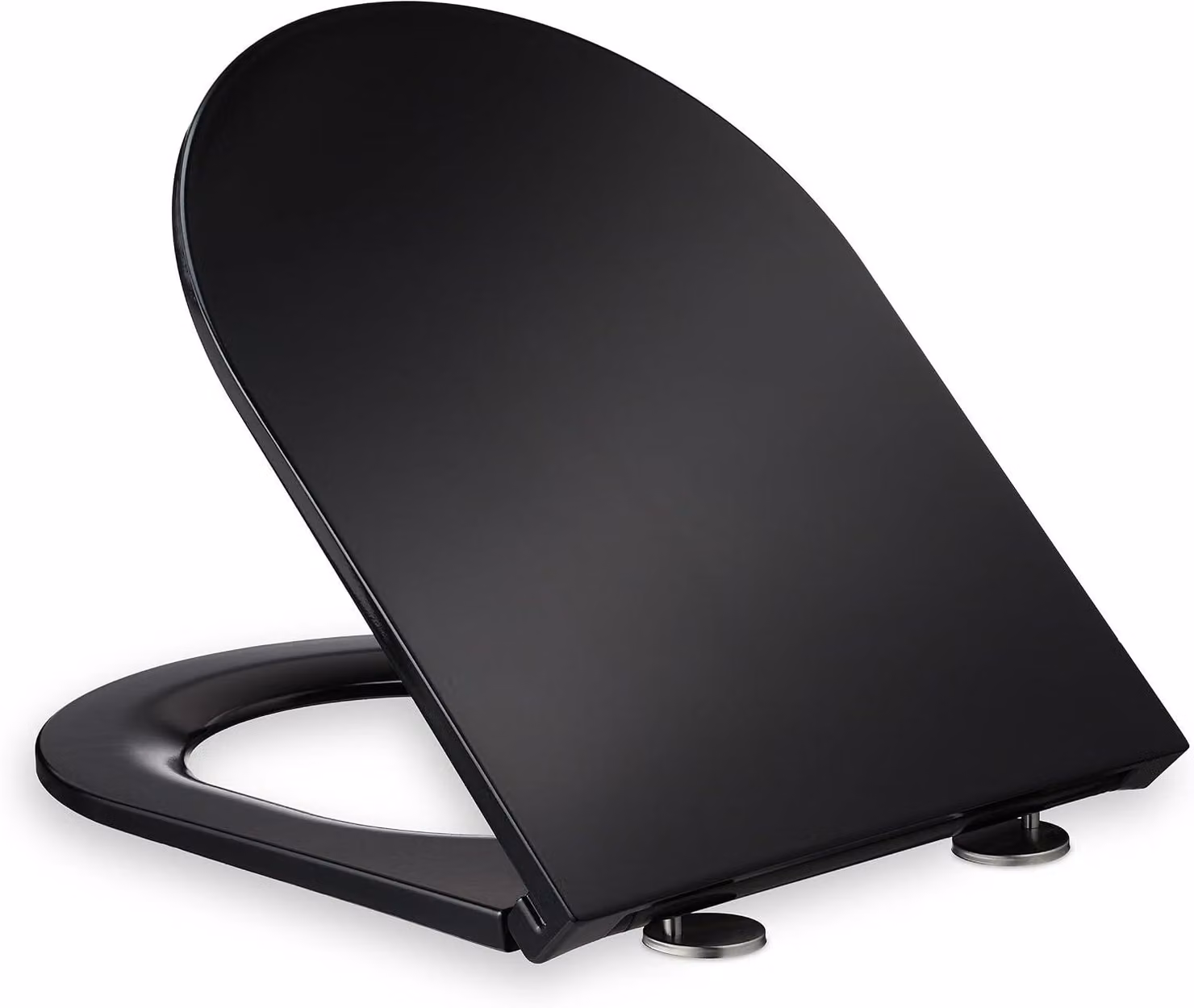 Copriwater per WC con sistema di chiusura rallentata e fissaggio rapido - 36x45 cm - Forma D - Montaggio dall'alto - Materiale: Duroplast - Colore: Nero