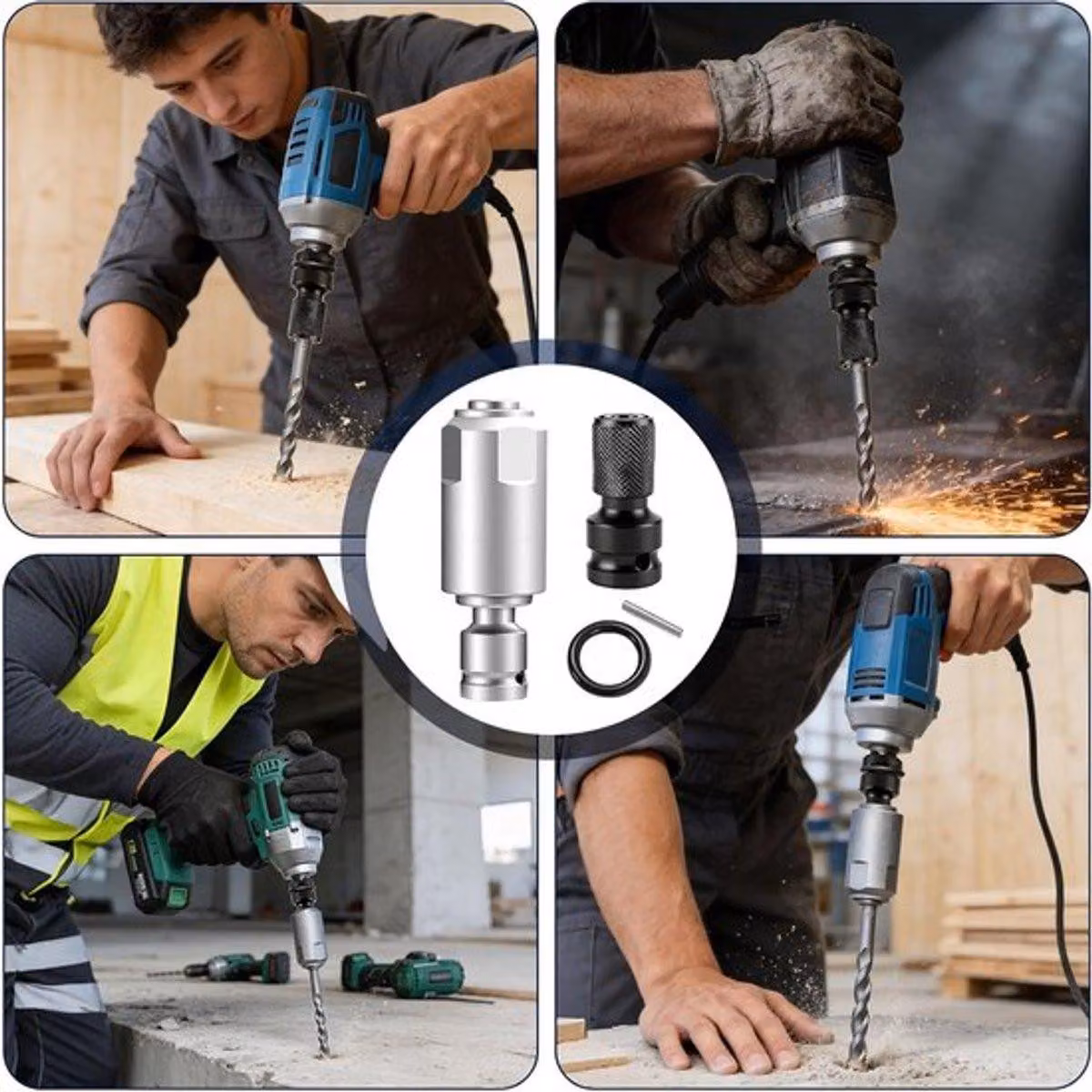 Set di 2 adattatori per avvitatore a percussione, per trasformare gli avvitatori in utensili SDS Plus, ideali per martelli elettrici e accessori