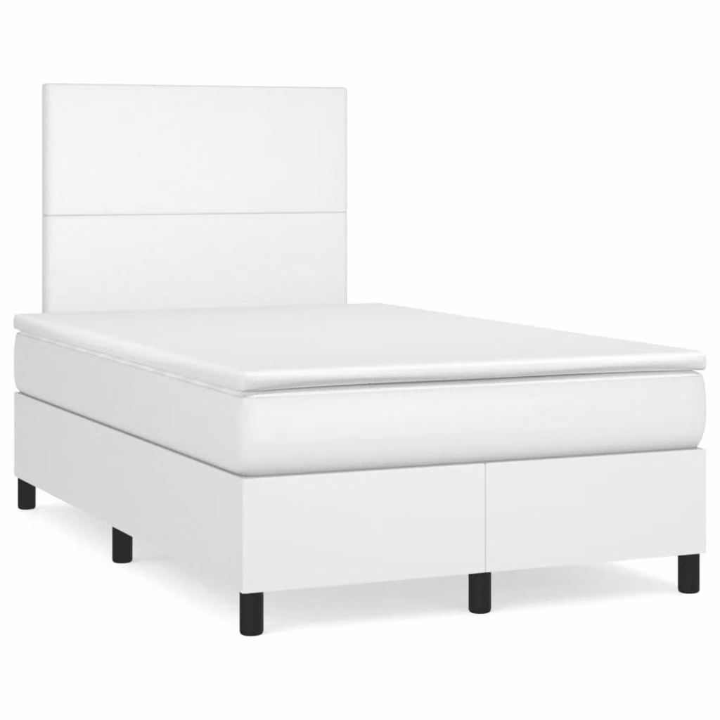 vidaXL Giroletto a Molle con Materasso Bianco in Similpelle L/P: 120 x 200 cm