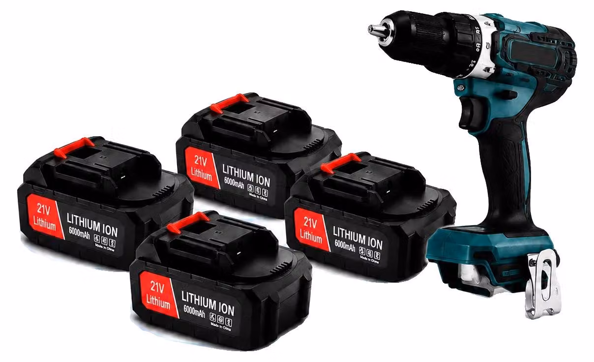 Batterie di ricambio, capacità 6000mAh, compatibili con utensili elettrici, confezione da 4 pezzi, modello 6.0Ah-DDF487 X1