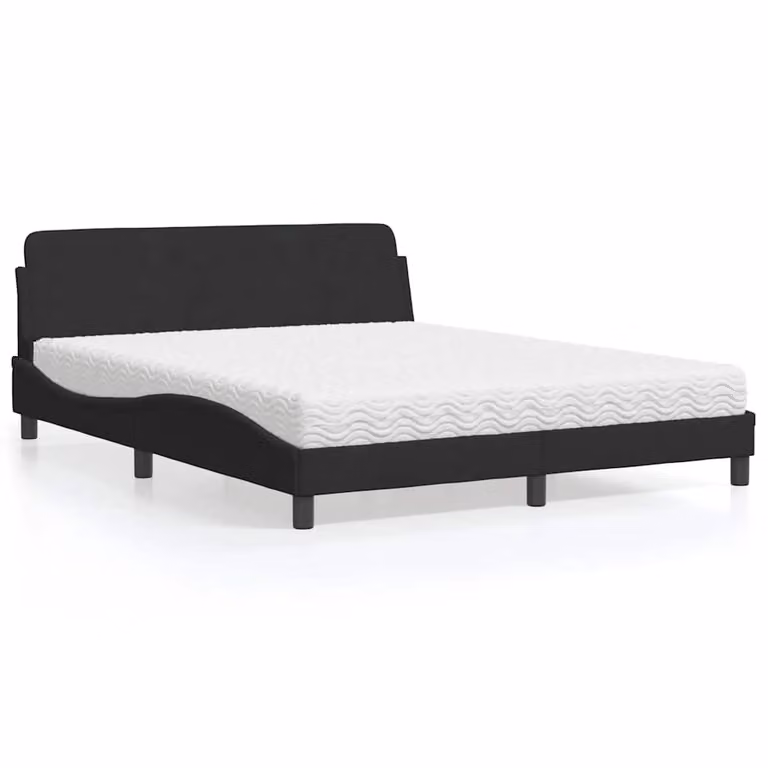 Letto con Materasso Dover vidaXL in Velluto Nero 160x200 cm