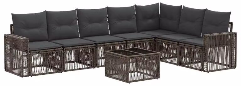 Set Divano da Giardino 8 pcs Grigio e Grigio Scuro polyrattan