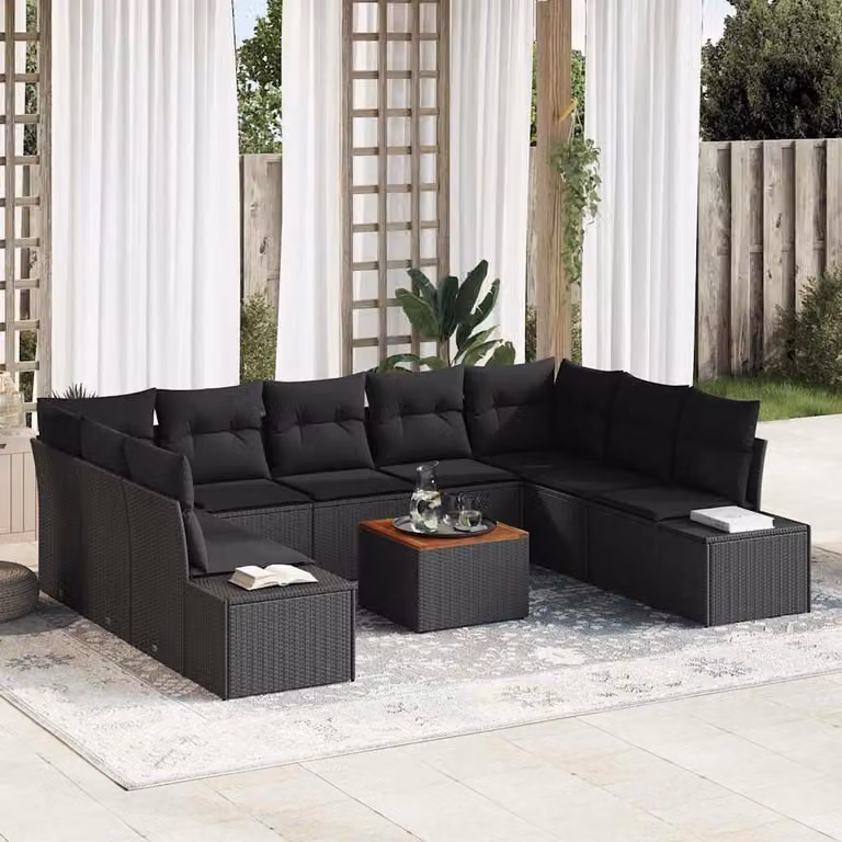 Maison Exclusive - Set da giardino composto da 10 pezzi, colore nero