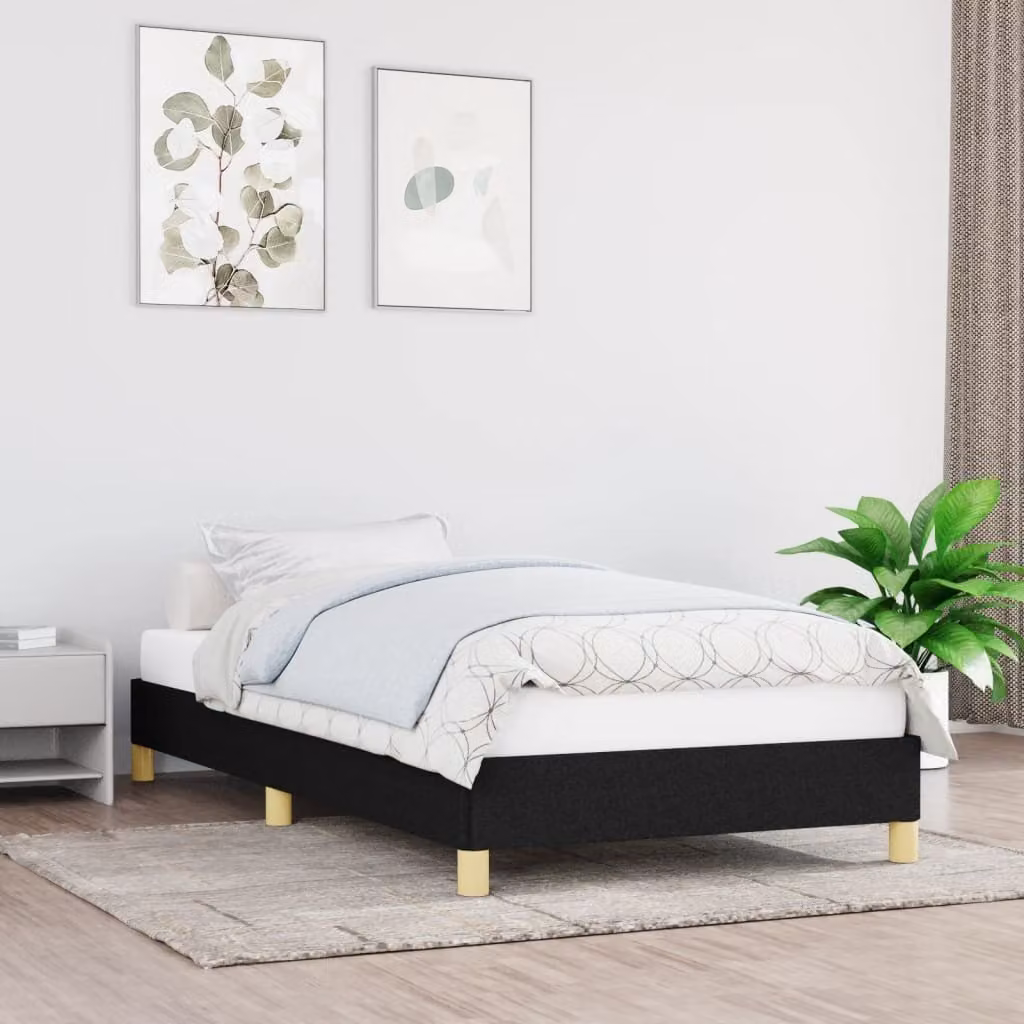 The Living Store Struttura letto nera 80x200 cm in tessuto