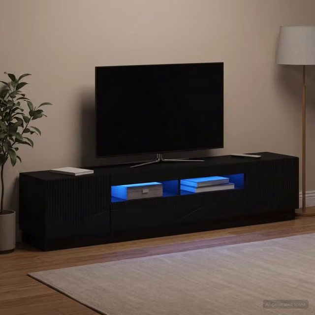 Mobile TV LED HOORN 3 pz Nero Legno ingegnerizzato 3416837