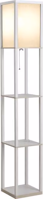 Lampada da terra HOMCOM con 3 mensole in legno e acrilico, bianco, H 160 x L 26 x P 26 cm