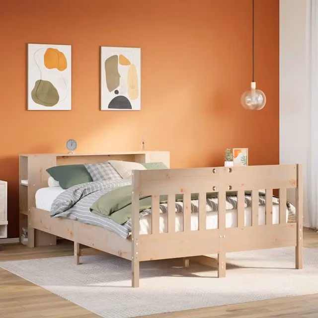 Letto Libreria senza Materasso 135x190 cm in Legno di Pino 3323191