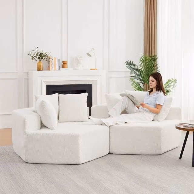 Poltrona singola modulare ¨C Minimal ¨C rivestimento in tessuto chenille stile moderno