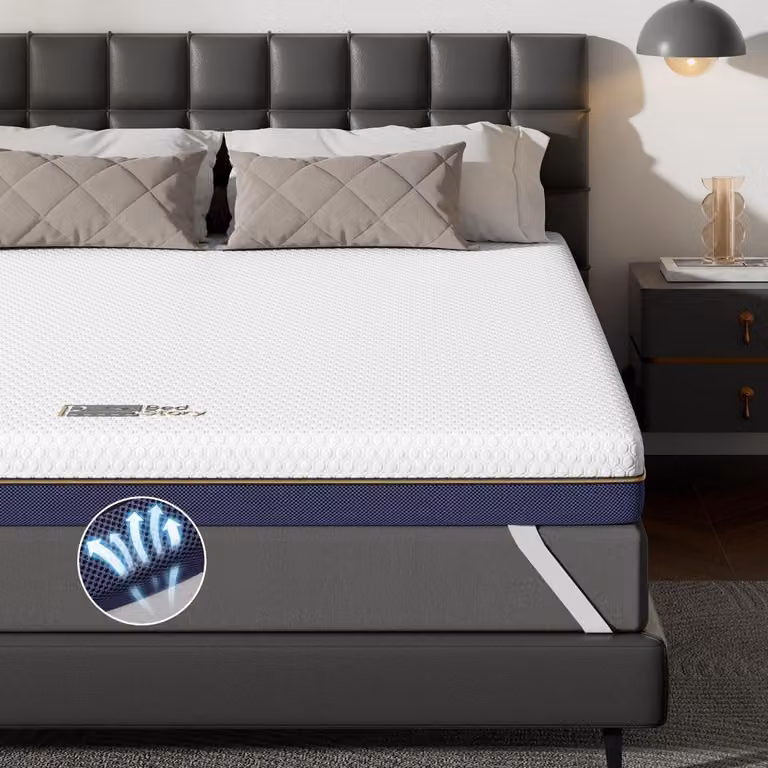 Topper per materasso in gel memory foam, dimensioni 180x200 cm, altezza 7,5 cm
