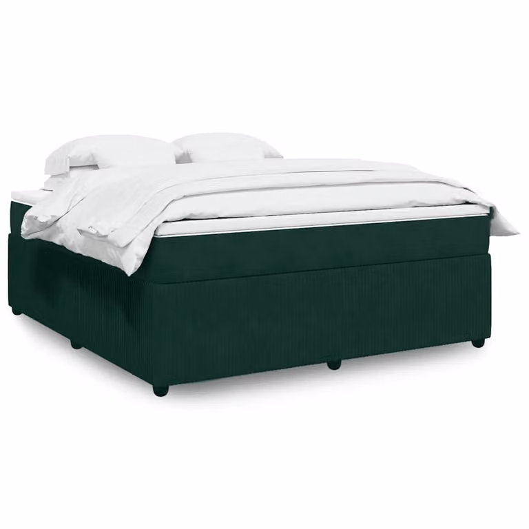 Giroletto a molle con materasso vidaXL in velluto verde scuro L: 180 cm, P: 200 cm