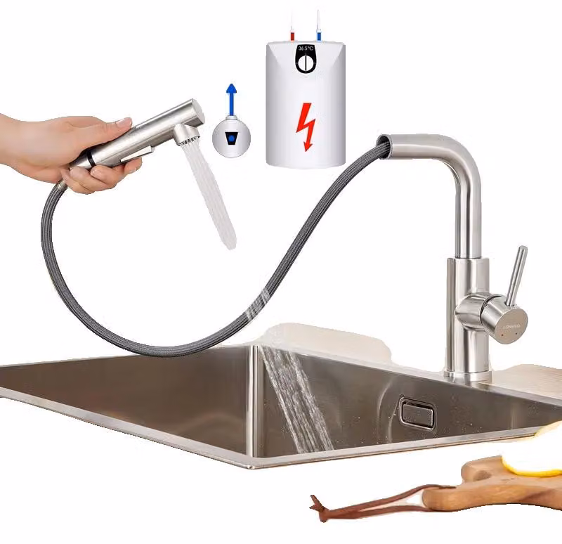 Miscelatore da cucina, design estraibile, doppia modalità di flusso dell'acqua, cromo, attacco G3/8