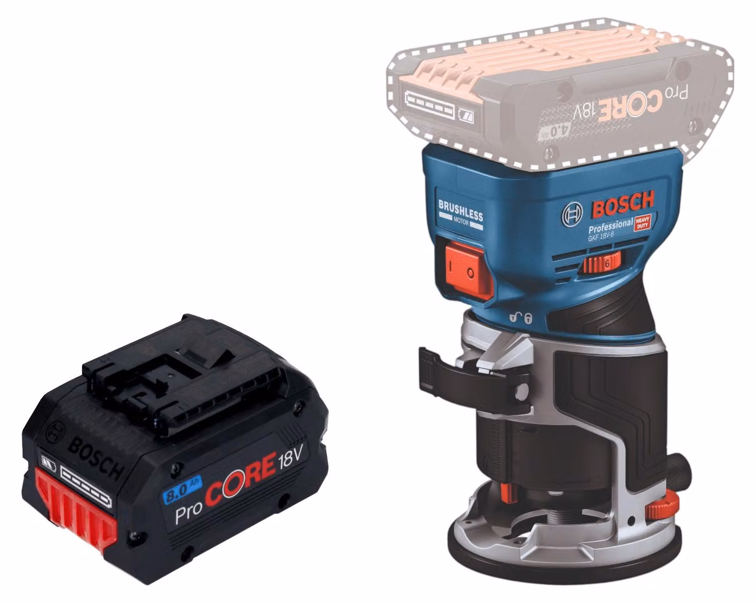 Bosch GKF 18V-8 Posa professionale per bordi a batteria 18 V 8,0 mm senza spazzole + 1x batteria ricaricabile ProCORE 8,0 Ah - senza caricabatterie