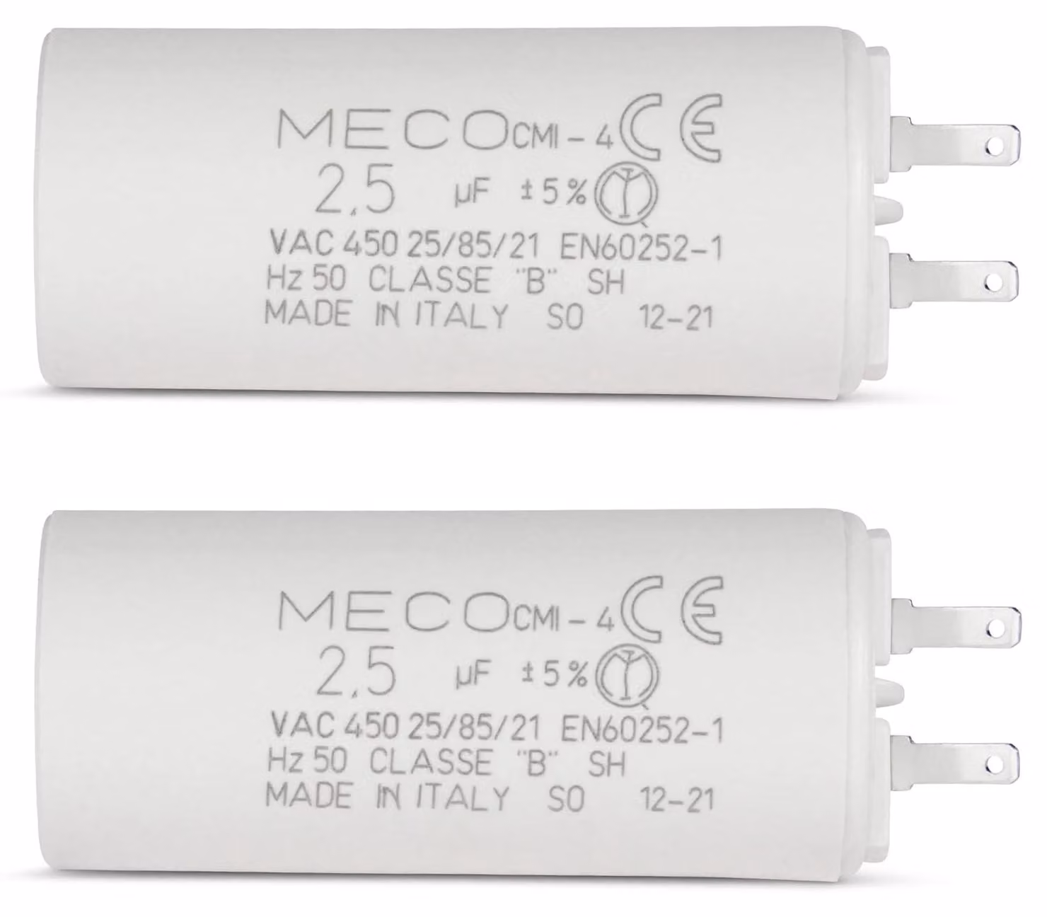 Set di 2 condensatori da 2,5 µF, 2 connettori a morsetto Faston da 2,8 mm, per avvolgibili