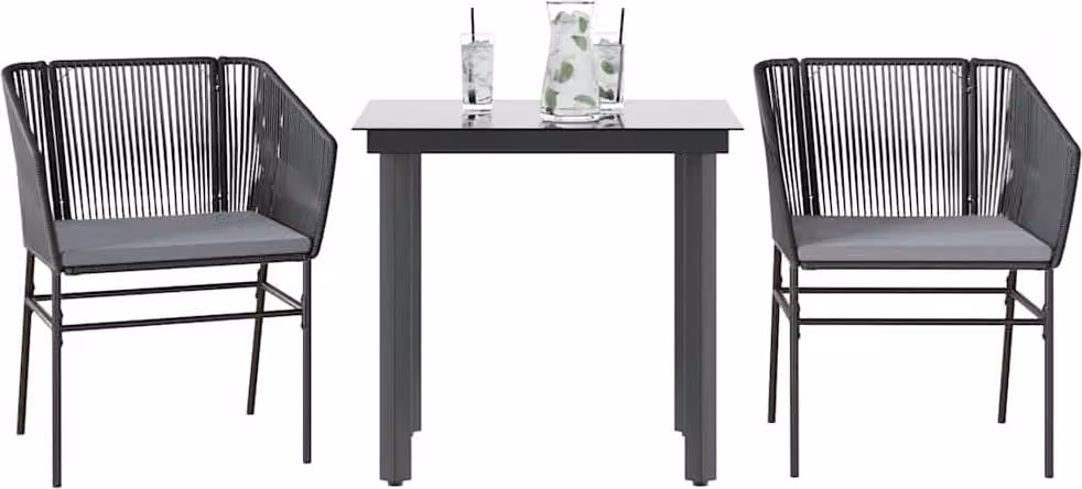 Maison Exclusive - Set da Pranzo da Giardino 3 pz con Cuscini Polyrattan Vetro
