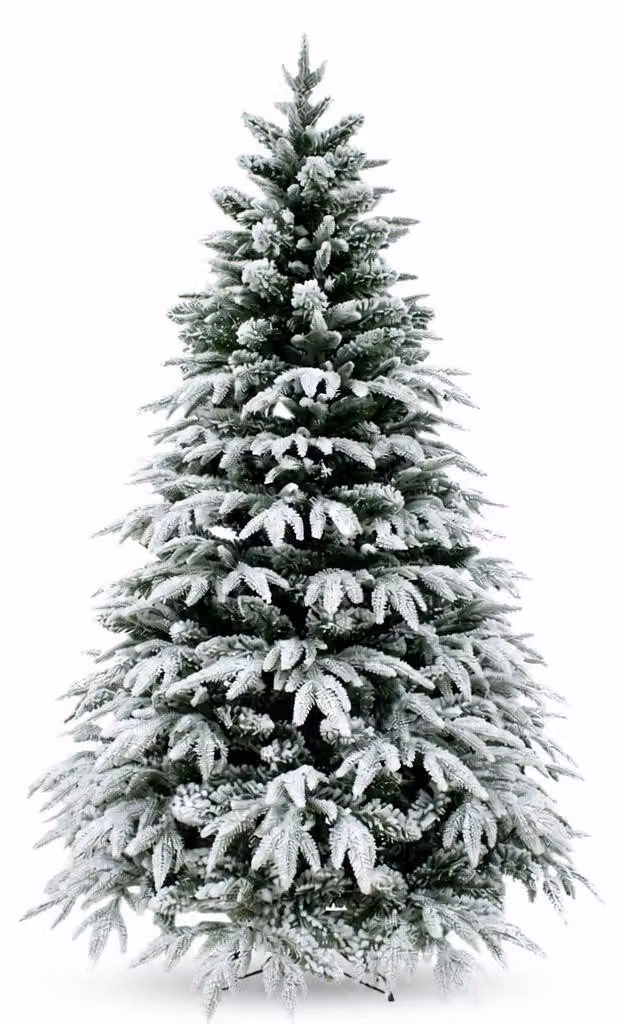 Albero di Natale artificiale innevato, altezza 137 cm (4,5 piedi), abete nobile, rami in PE+PVC, molto folto, con supporto