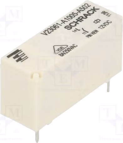 1 relè: bobina elettromagnetica, 12 VDC, 8 A / 240 VAC, codice prodotto: 2-1393222-7. Elettromagneti