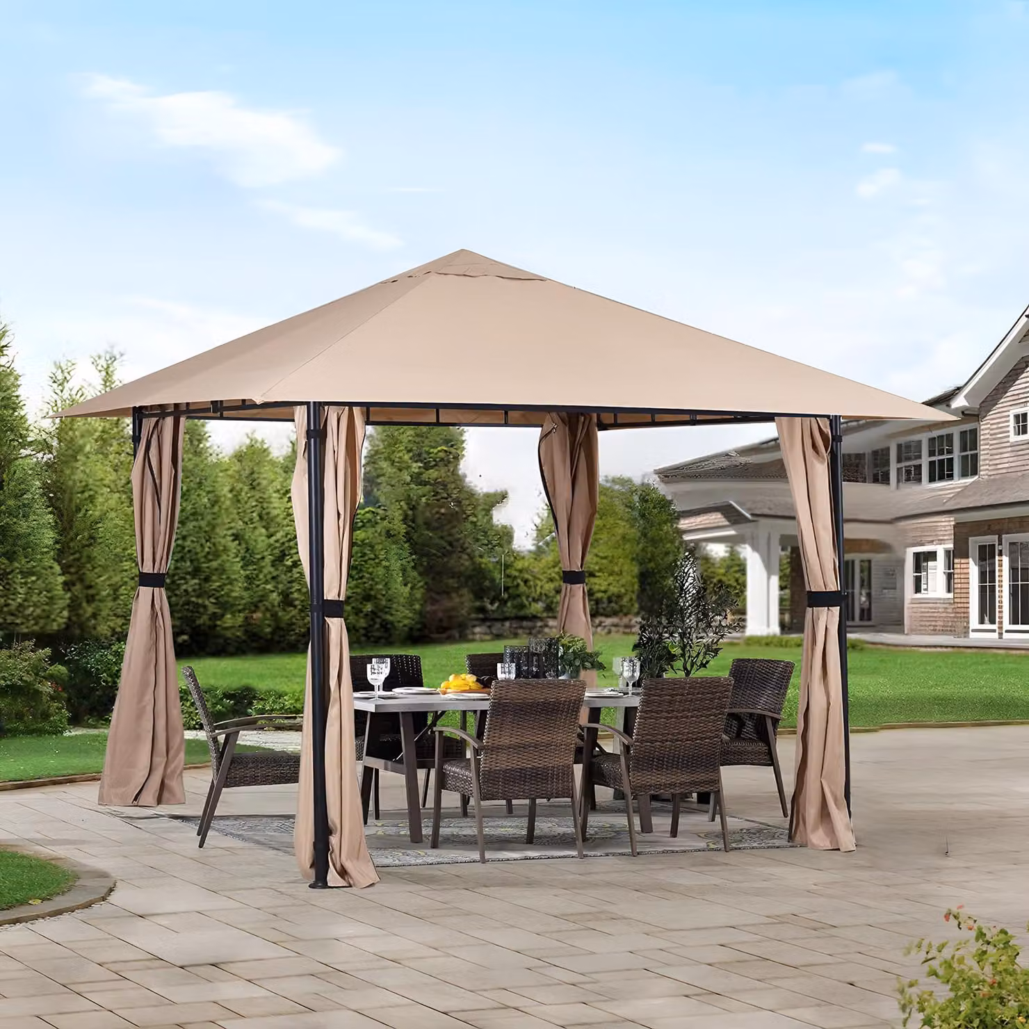 Sekey gazebo 3x3 gazebo da giardino gazebo da patio 4 pannelli laterali rimovibili e zip tenda da festa impermeabile tenda da giardino protezione solare