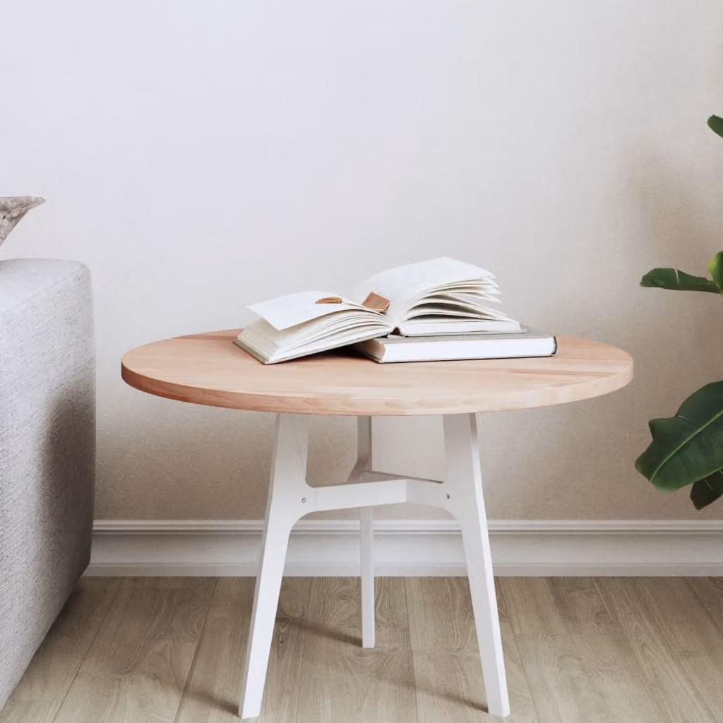 vidaXL Piano per Tavolo Rotondo in Legno di Faggio Marrone, Diametro: 50 cm, Spessore: 1,5 cm