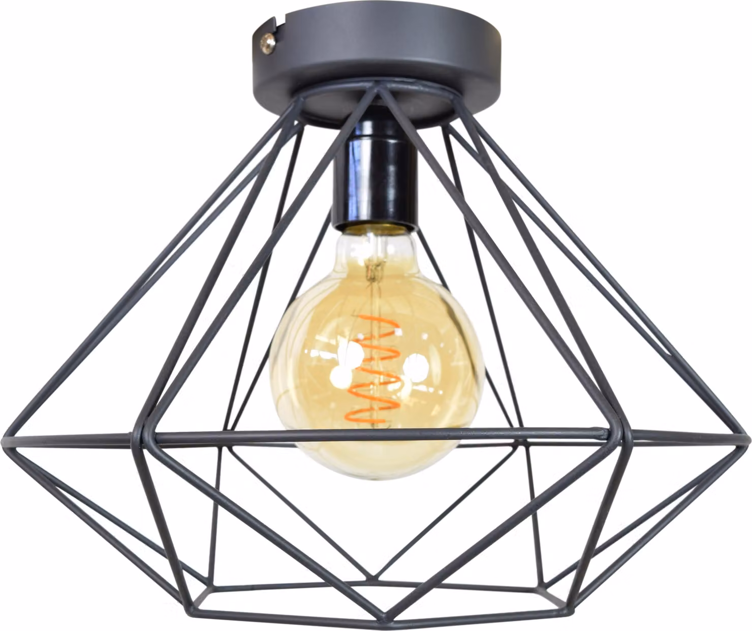 Lampada da soffitto Wire Large Ø33x20, stile vintage, nera