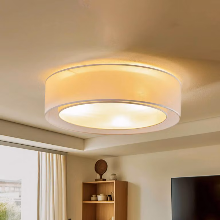 Plafoniera soffitto Tibu Duolla, dimmerabile, Alluminio / Grigio / Zincato, Soggiorno / Sala da pranzo, Tessuto / Stoffa / Seta, Moderno, Plafoniera