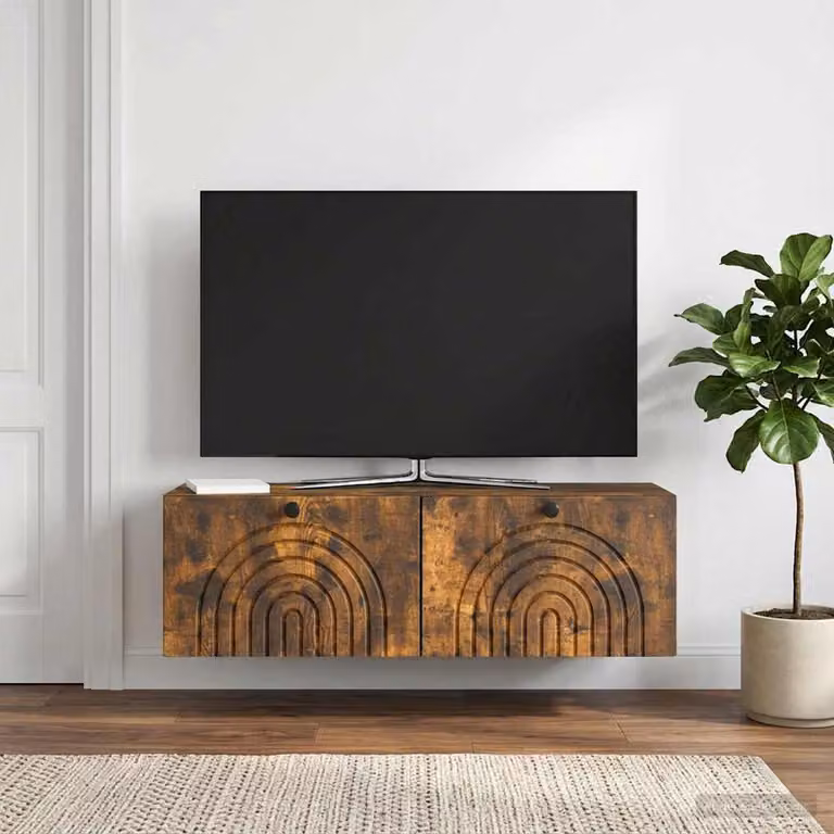 vidaXL Mobile Porta TV da Muro Rovere Fumo L 98 x P 31 x H 30 cm