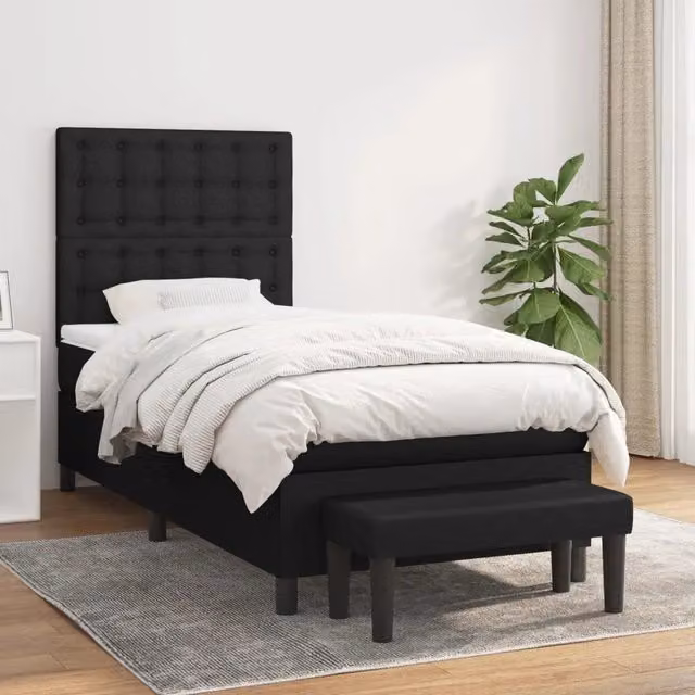 Letto Ibrido con Giroletto a Molle e Materasso vidaXL, Colore Nero e Bianco, L/P/H: 80 x 200 x 203 cm – 1