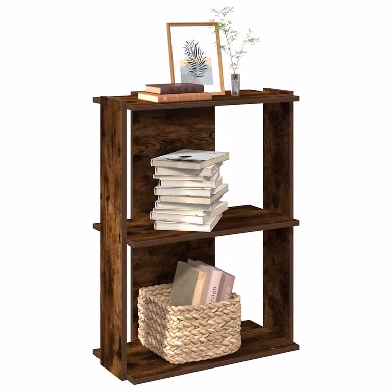 Libreria vidaXL a 3 Ripiani in Legno Multistrato e MDF, Colore Marrone, L 60 cm x P 30 cm x H 80 cm