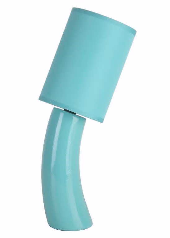 Lampada da comodino in Vetroceramica, color turchese, con paralume. (Modello 2978)