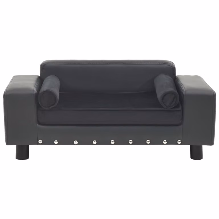 Divano per Cani Grigio Scuro 81x43x31cm in Peluche e Pelle finta