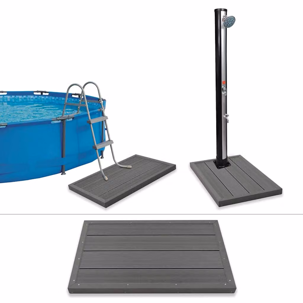 Elemento da pavimento per doccia solare vidaXL in WPC Grigio L: 101 cm, P: 63 cm, H: 5,5 cm
