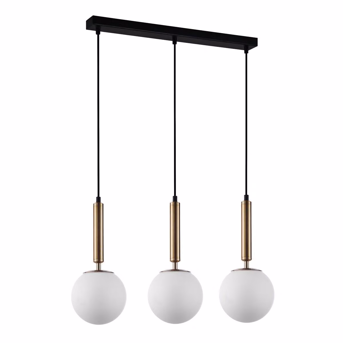 Lampadario Ravena in ottone, nero e bianco, 3xE27x10W, vetro, dimensioni: 108x65x15 cm, IP20, Italux