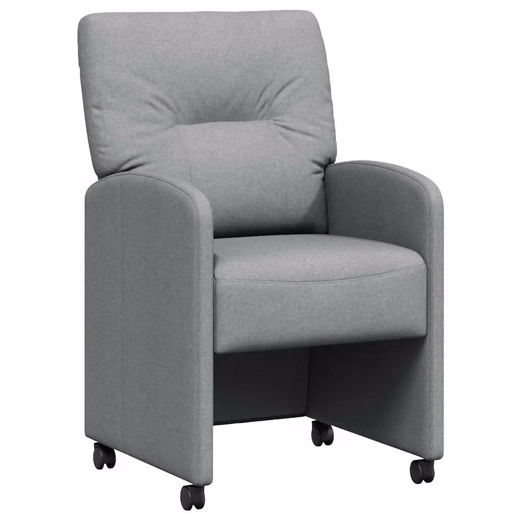 Set di 2 sedie da pranzo vidaXL con ruote e braccioli in tessuto grigio chiaro, L: 57 cm, P: 67 cm, H: 95 cm – 2