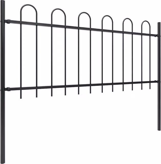 Recinzione da Giardino | Recinzione da cortile con Parte Superiore ad Anello in Acciaio 1248x80 cm Nero