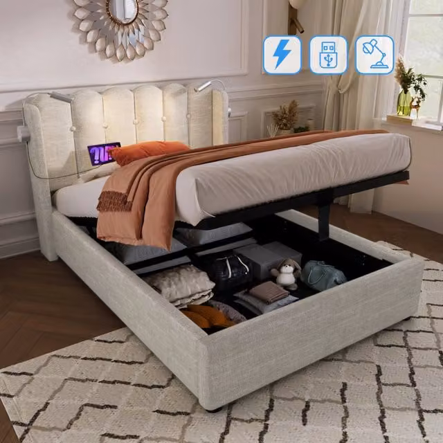 letto singolo lino naturale 90 x 200 cm