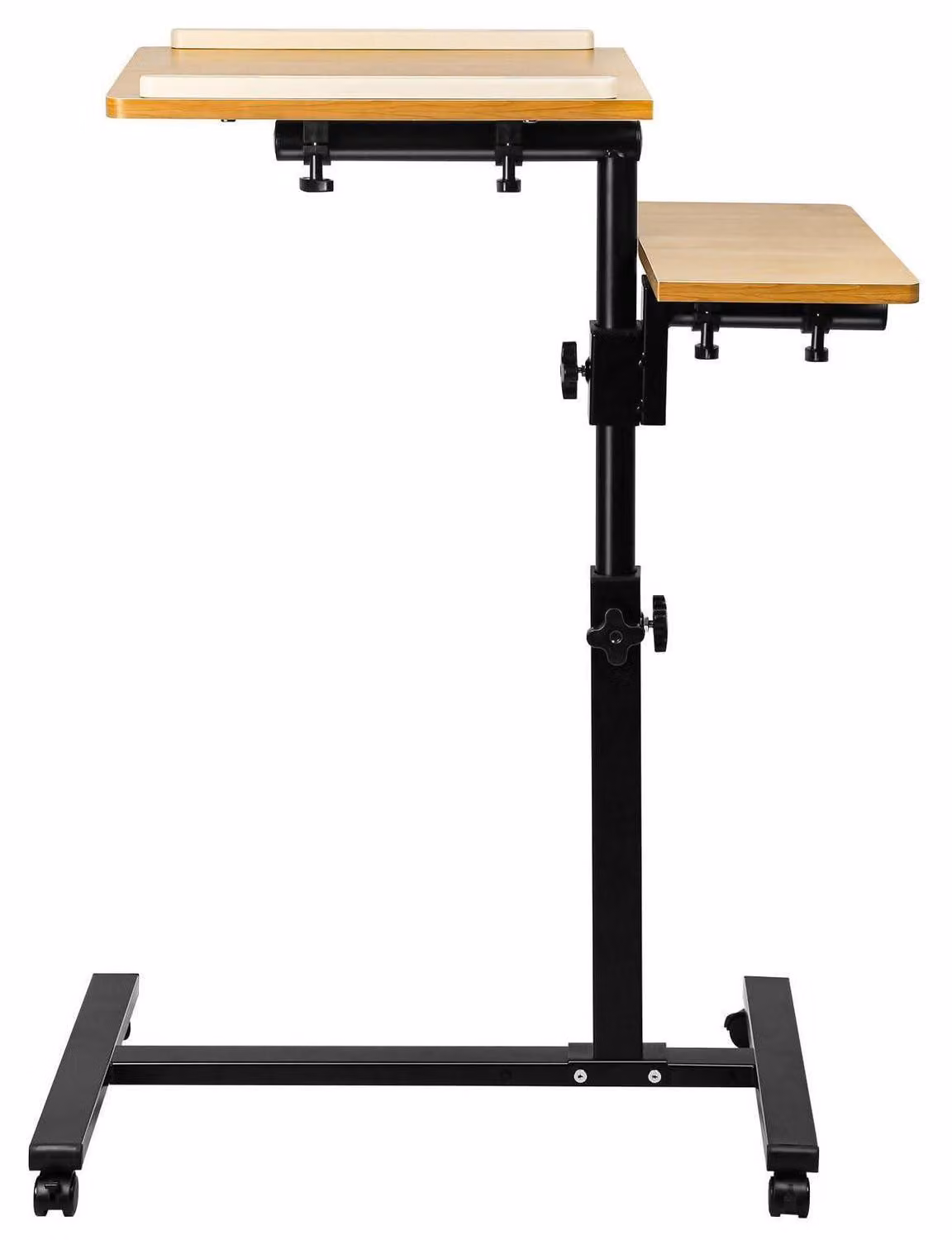 Tavolino mobile con rotelle, regolabile in altezza, utilizzabile anche come tavolino da letto, dimensioni 70 x 44 x 95 cm, colore legno