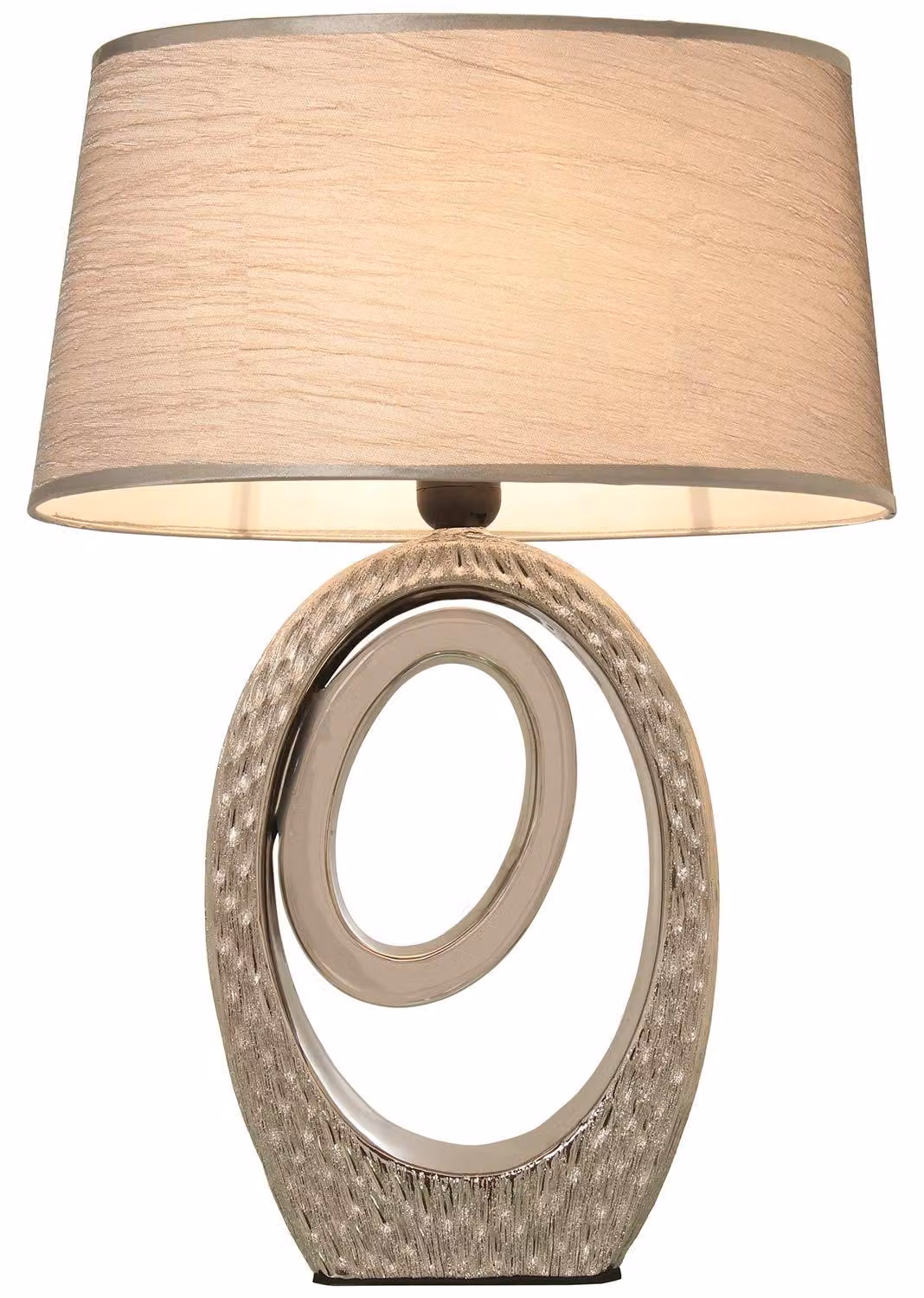 Lampada da tavolo in Vetroceramica con paralume argentato, dimensioni 38x24x57 cm