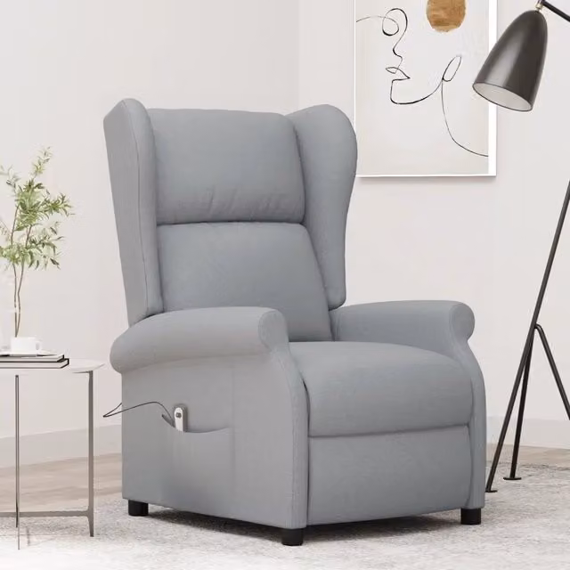 Poltrona ad Ala Reclinabile Elettrica vidaXL in Tessuto Grigio Chiaro – 1