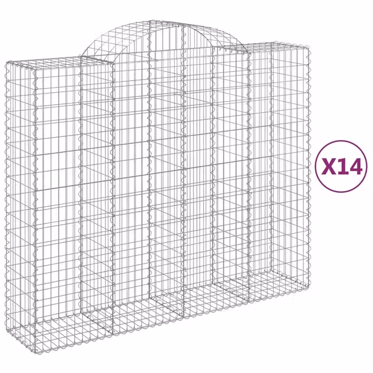 Cesti Gabbioni ad Arco 14 pz 200x50x160/180 cm Ferro Zincato